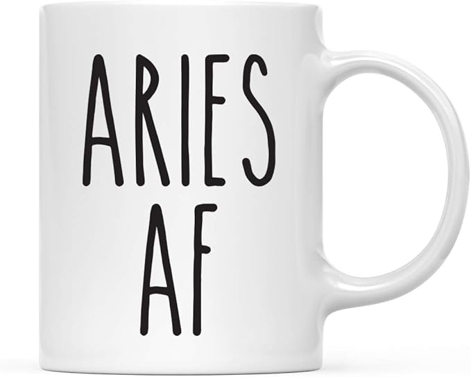 Andaz Press Astrological Zodiac Sign 11oz. Ceramic Coffee Tea Mug Gift, Aries AF, 1-Pack, Birthday, Christmas, Horoscope Gift Ideas, Gift Box - Aries Mug for men