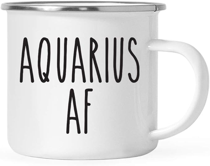 Andaz Press Astrological Zodiac Sign 11oz. Stainless Steel Campfire Coffee Tea Mug Gift, Aquarius AF, 1-Pack, Birthday, Christmas, Horoscope Gift Ideas, Gift Box - Aquarius Mug for men