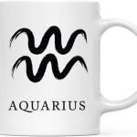 Andaz Press Astrological Zodiac Sign 11oz. Ceramic Coffee Tea Mug Gift, Aquarius Sign Symbol, Brushed Stroke Design, 1-Pack, Birthday, Christmas, Horoscope Gift Ideas, Gift Box - Aquarius Mug for men