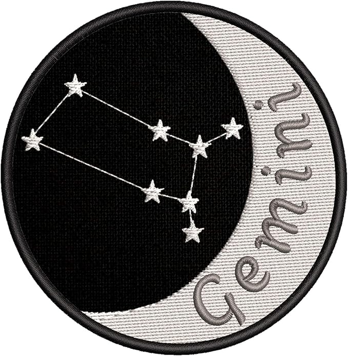 Gemini Crescent Moon Embroidered Premium Patch Iron-On or Sew-On Embroidery Applique - Horoscope Astrology Signs - Costume Uniform - Fun Novelty Badge Emblem - Vacation Tourist Souvenir… - Gemini Blanket for men