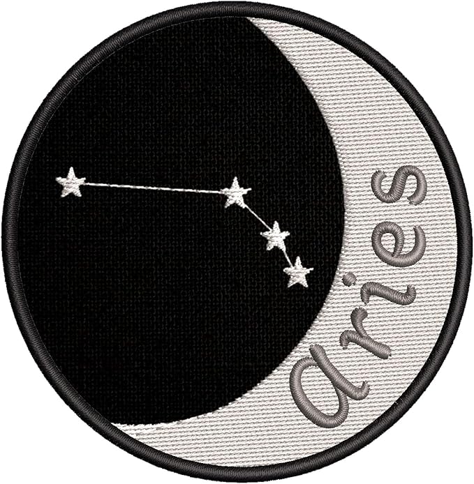 Aries Crescent Moon Embroidered Premium Patch Iron-On or Sew-On Embroidery Applique - Horoscope Astrology Signs - Costume Uniform - Fun Novelty Badge Emblem - Vacation Tourist Souvenir Y - Aries Blanket for men