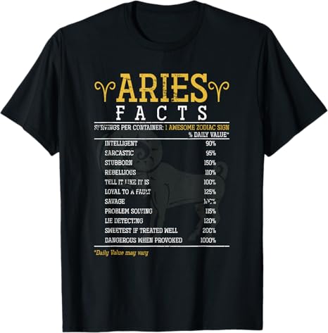 Aries Facts Zodiac Sign T-Shirt - Aries T-Shirt for men