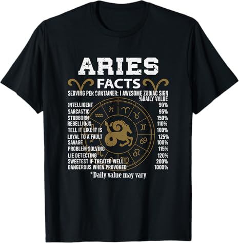 Aries Facts Zodiac Sign T-Shirt - Aries T-Shirt for men