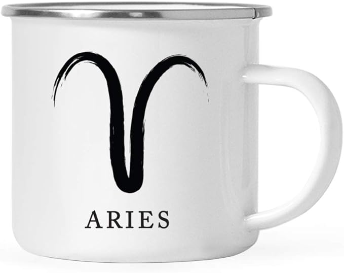Andaz Press Astrological Zodiac Sign 11oz. Stainless Steel Campfire Coffee Tea Mug Gift, Aries Sign Symbol, Brushed Stroke Design, 1-Pack, Birthday, Christmas, Horoscope Gift Ideas, Gift Box - Aries Mug for men