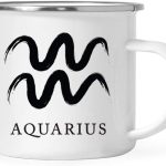Andaz Press Astrological Zodiac Sign 11oz. Stainless Steel Campfire Coffee Tea Mug Gift, Aquarius Sign Symbol, Brushed Stroke Design, 1-Pack, Birthday, Christmas, Horoscope Gift Ideas, Gift Box - Aquarius Mug for men