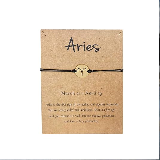 14k Gold Zodiac Bracelet Constellation Sign Bracelet for Women.12 Astrology Horoscope Bracelet/Anklet Friendship Couple Jewelry with Card - Aries Bracelet for men