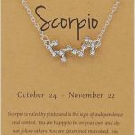 Rhinestone Zodiac Pendant Necklace for Women Silver Crystal 12 Constellation Necklaces Horoscope Sign Star Gemini Necklace Friendship Jewelry - Scorpio Accessories for men