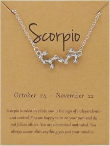 Rhinestone Zodiac Pendant Necklace for Women Silver Crystal 12 Constellation Necklaces Horoscope Sign Star Gemini Necklace Friendship Jewelry - Scorpio Accessories for men
