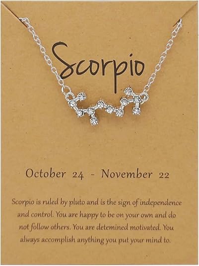 Rhinestone Zodiac Pendant Necklace for Women Silver Crystal 12 Constellation Necklaces Horoscope Sign Star Gemini Necklace Friendship Jewelry - Scorpio Accessories for men