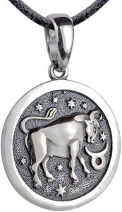 Zodiac Sign Pendant Necklace 925 Sterling Silver Horoscope Medallion Coin Disc Choker Charm Constellation Astrology Jewelry for Men Women - Taurus Products for men