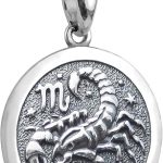 Zodiac Sign Pendant Necklace 925 Sterling Silver Horoscope Medallion Coin Disc Choker Charm Constellation Astrology Jewelry for Men Women - Scorpio Products for men