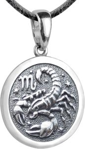 Zodiac Sign Pendant Necklace 925 Sterling Silver Horoscope Medallion Coin Disc Choker Charm Constellation Astrology Jewelry for Men Women - Scorpio Products for men