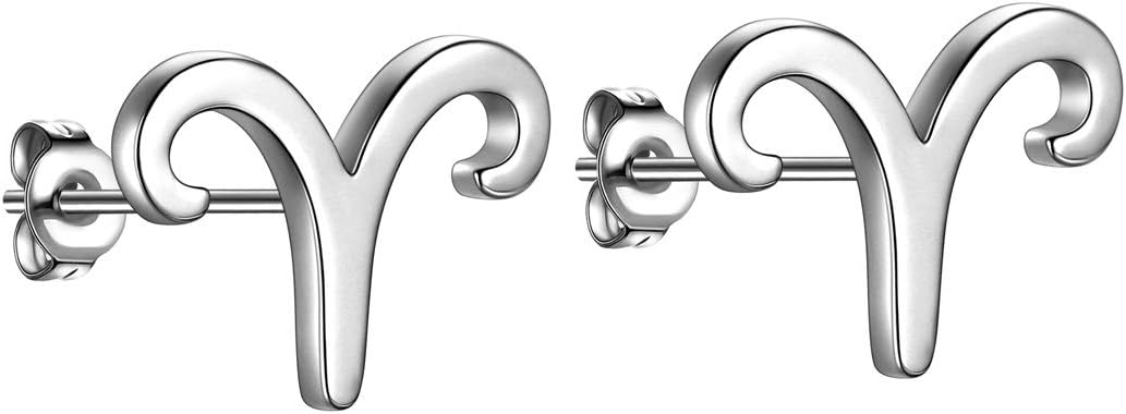 Horoscope Zodiac Stud Earrings 12 Constellation Astrology 18K Gold/Silver/Black Gun Plated Little Ear Stud for Women Men Teen Jewelry Gift KE0068 - Aries Ring for men