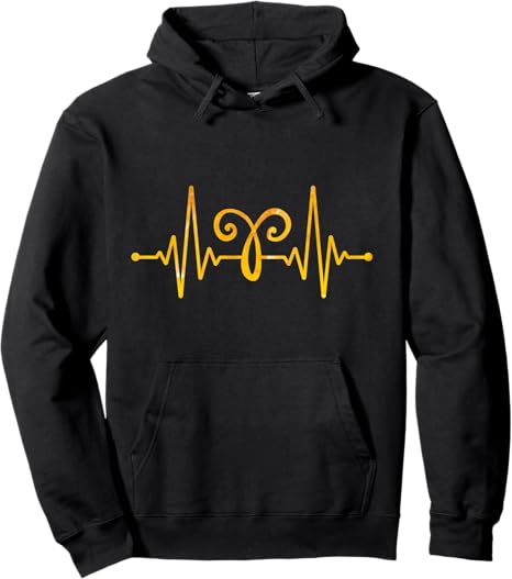 Zodiac Sign Heartbeat Aries Pullover Hoodie - Aries Hoodie for men