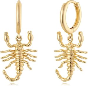 MYEARS Women Earrings Gold Huggie Hoop Dangle Drop 14K Gold Plated Small Simple Hypoallergenic Everyday Jewelry - Scorpio Accessories for men