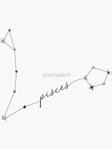 Pisces Zodiac Constellation Drawing Sticker - Sticker Graphic - Auto, Wall, Laptop, Cell, Truck Sticker for Windows, Cars, Trucks - Pisces Car Accessories for men