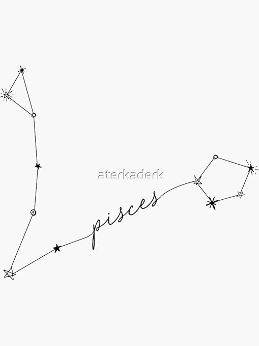 Pisces Zodiac Constellation Drawing Sticker - Sticker Graphic - Auto, Wall, Laptop, Cell, Truck Sticker for Windows, Cars, Trucks - Pisces Car Accessories for men