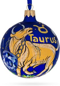 Taurus Zodiac Horoscope Sign Glass Ball Christmas Ornament 3.25 Inches - Taurus for men