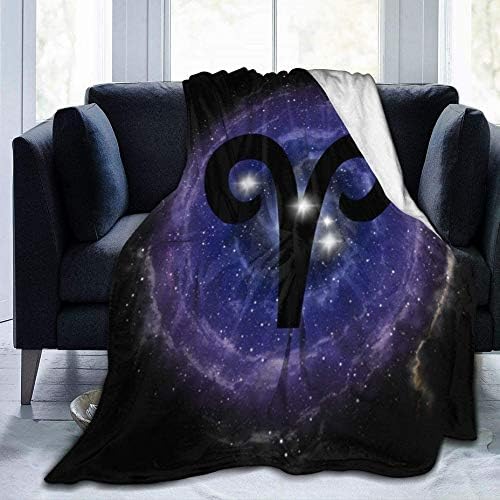 Aries Zodiac Sign and Constellation Stars Ultra-Soft Microplush Velvet Fleece Blanket 60"x50" Premium Throw Blankets - Aries Blanket for men