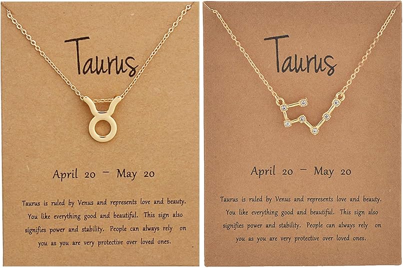 2Pcs Zodiac Necklace for Women 12 Constellation Necklace Zodiac Sign Horoscope Necklaces Zodiac Jewelry Gift - Taurus Products for men