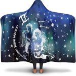 Personalized Gemini Horoscope Zodiac Star Sign Throw Blanket, Hooded Blanket for Teens and Adults (Microfiber Fleece, Youth (60 in x 40 in)) - Gemini Blanket for men