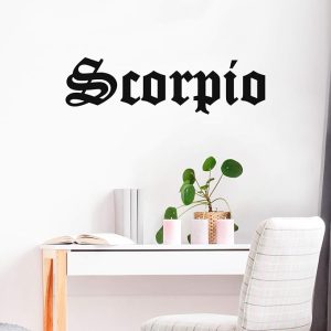 Vinyl Wall Art Decal - Scorpio - 10" x 35" - Zodiac Signs Gothic Modern Inspirational Astrology Quote Sticker for Bedroom Living Room Closet Home Office Dorm Room Decor (Black, Scorpio) - Scorpio Sticker for men