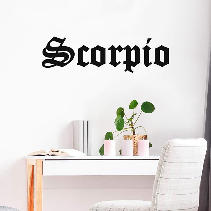 Vinyl Wall Art Decal - Scorpio - 10" x 35" - Zodiac Signs Gothic Modern Inspirational Astrology Quote Sticker for Bedroom Living Room Closet Home Office Dorm Room Decor (Black, Scorpio) - Scorpio Sticker for men
