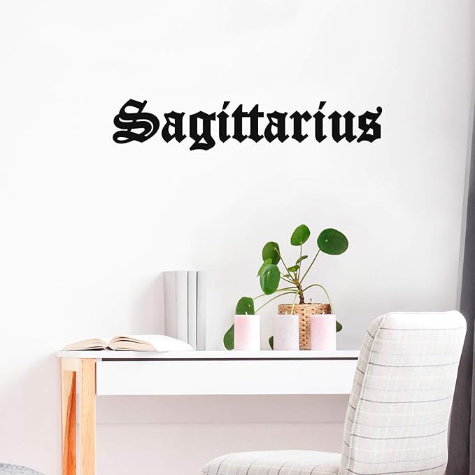 Vinyl Wall Art Decal - Sagittarius - 6" x 32" - Zodiac Signs Gothic Modern Inspirational Astrology Quote Sticker for Bedroom Living Room Closet Home Office Dorm Room Decor (Black, Sagittarius) - Sagittarius Home Decor for men