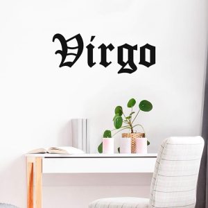 Vinyl Wall Art Decal - Virgo - 10" x 25" - Zodiac Signs Gothic Modern Inspirational Astrology Quote Sticker for Bedroom Living Room Closet Home Office Dorm Room Decor (Black, Virgo) - Virgo Poster for men