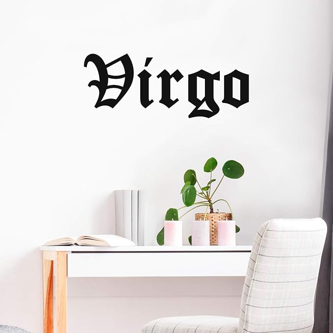 Vinyl Wall Art Decal - Virgo - 10" x 25" - Zodiac Signs Gothic Modern Inspirational Astrology Quote Sticker for Bedroom Living Room Closet Home Office Dorm Room Decor (Black, Virgo) - Virgo Poster for men