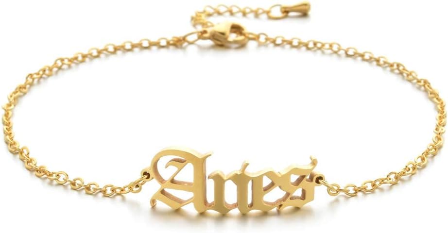 Zodiac Sign Anklet for Women, 12 Constellation Ankle Bracelets Gold Silver Horoscope Anklet Adjustable Foot Chain Dainty Brithday Gifts - aries - Aries Bracelet for men