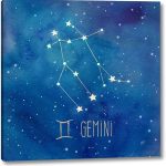 Star Sign Gemini by Cynthia Coulter - 24" x 24" Canvas Art Print Gallery Wrapped - Ready to Hang - Gemini Canvas for men