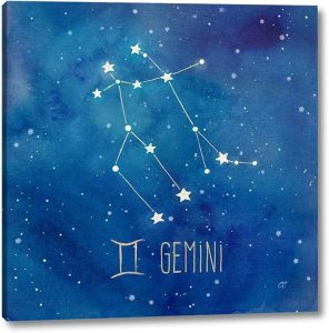 Star Sign Gemini by Cynthia Coulter - 24" x 24" Canvas Art Print Gallery Wrapped - Ready to Hang - Gemini Canvas for men