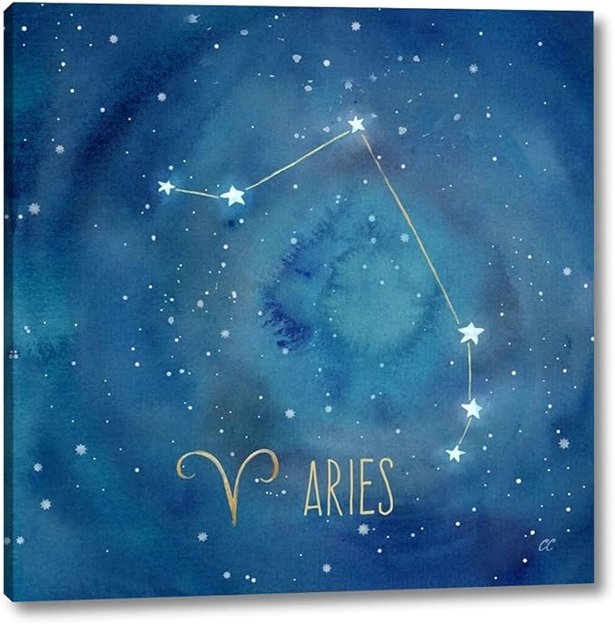 Star Sign Aries by Cynthia Coulter - 16" x 16" Canvas Art Print Gallery Wrapped - Ready to Hang - Aries Canvas for men