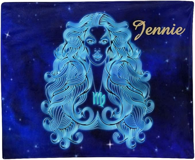 Custom Blanket with Name Text,Personalized Constellation Virgo Super Soft Fleece Throw Blanket for Couch Sofa Bed (50 X 60 inches) - Virgo Blanket for men
