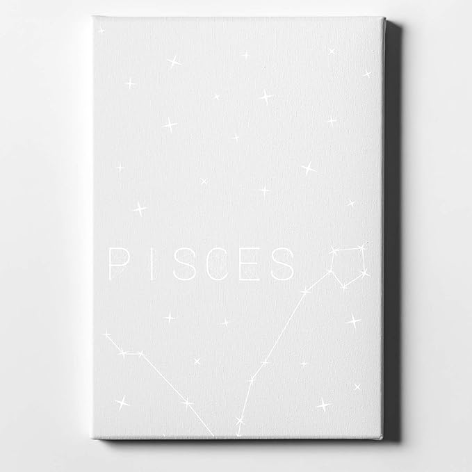 DistinctInk Star Zodiac Pisces - 8" x 10" - Decorative Canvas Wall Art - White Edge - 5/8" Gallery Wrapped - Pisces Canvas for men