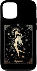 iPhone 12/12 Pro Aquarius Zodiac Sign Witchy Astrology Vintage Tarot Card Case - Aquarius Phone Case for men