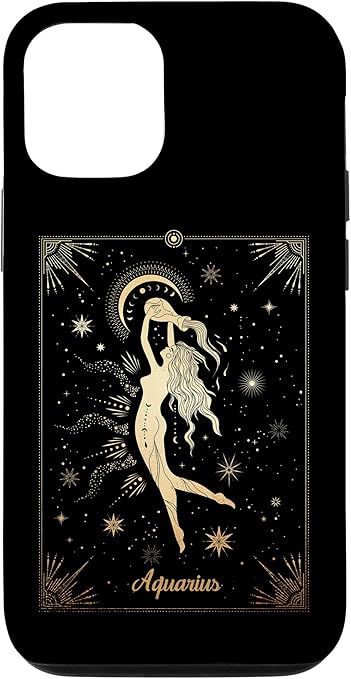 iPhone 12/12 Pro Aquarius Zodiac Sign Witchy Astrology Vintage Tarot Card Case - Aquarius Phone Case for men