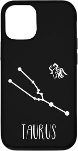 iPhone 12/12 Pro Taurus Constellation Star Sign Black Minimal Zodiac Design Case - Taurus Phone Case for men
