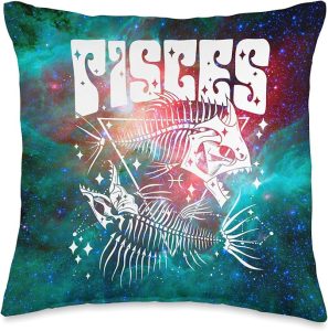 Blackcraft Zodiac Sign Pisces Skull Sea Water Witch Throw Pillow - Aquarius Pillow for men