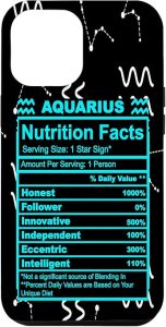 iPhone 12 Pro Max Aquarius Gifts Horoscope and Zodiac Funny Nutrition Facts Case - Aquarius Phone Case for men