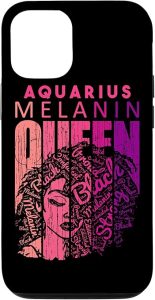 iPhone 12/12 Pro Aquarius Melanin Queen Strong Black Woman Zodiac Horoscope Case - Aquarius Phone Case for men