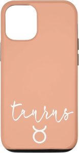 Taurus Zodiac Sign Cute Celestial Horoscope Peach Coral Pink Case for iPhone 12/12 Pro - Taurus Phone Case for men