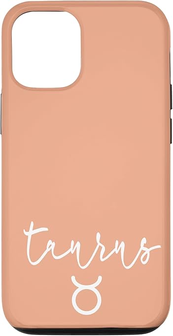 Taurus Zodiac Sign Cute Celestial Horoscope Peach Coral Pink Case for iPhone 12/12 Pro - Taurus Phone Case for men