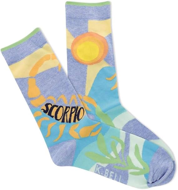K BELL womens Fun Astrology & Horoscope Crew Socks - 1 Pairs - Cool & Cute Novelty Gifts - Scorpio Products for men