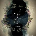 Virgo Astrology Zodiac Wall Art Decor Print on dark beige background - 11x14 unframed print - Virgo Poster for men