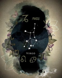 Virgo Astrology Zodiac Wall Art Decor Print on dark beige background - 11x14 unframed print - Virgo Poster for men