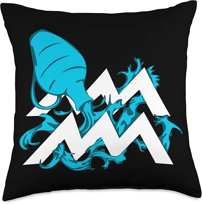 Aquarius Sign Vintage Water Bearer Zodiac Symbol Gift Throw Pillow - Aquarius Pillow for men