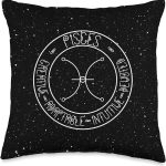 Pisces Zodiac Horoscope Sign and Qualities Throw Pillow - Pisces Pillow for men