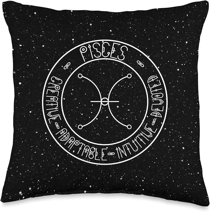 Pisces Zodiac Horoscope Sign and Qualities Throw Pillow - Pisces Pillow for men